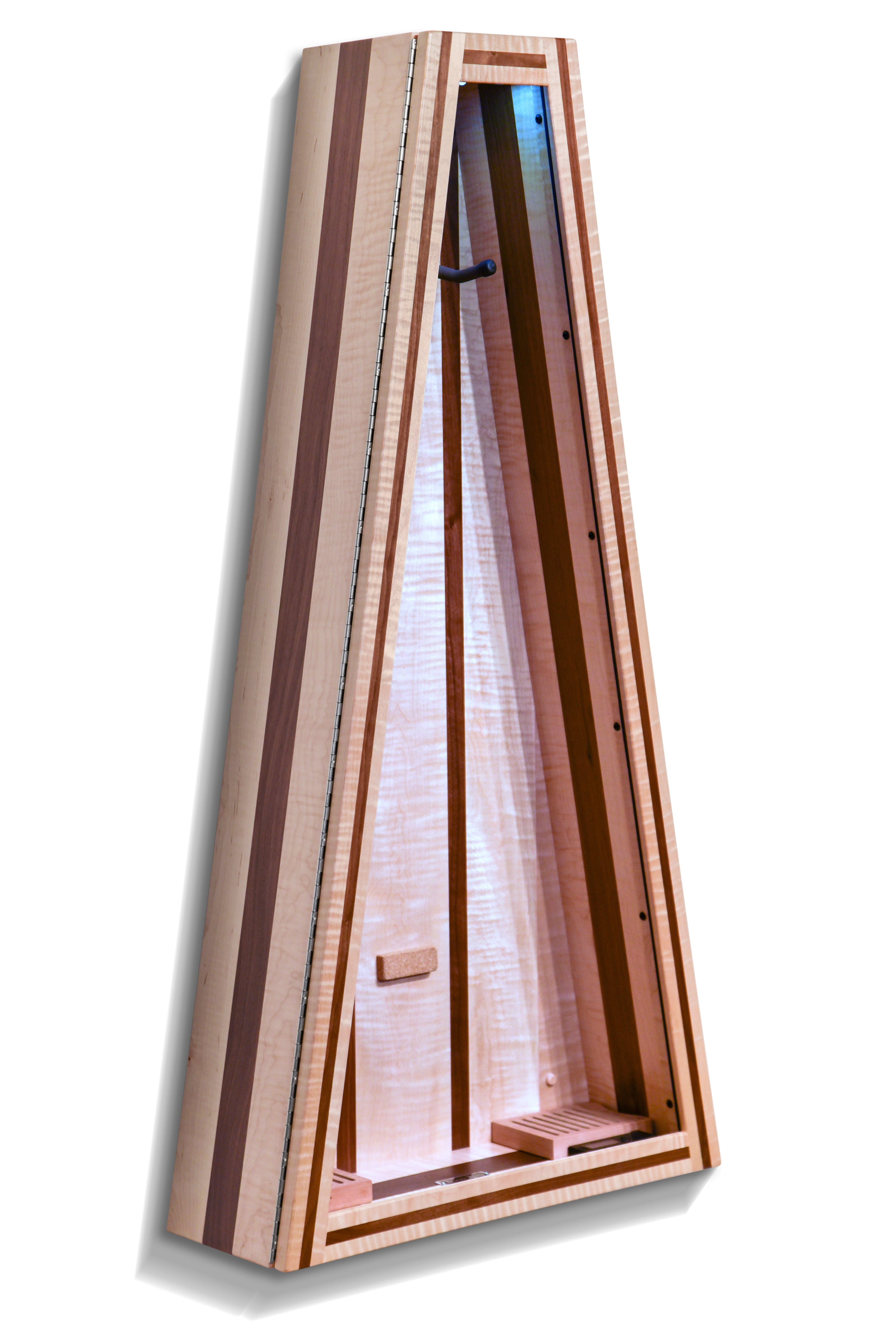 ClimaCase Triangle Humidor - Flamed Maple with Walnut