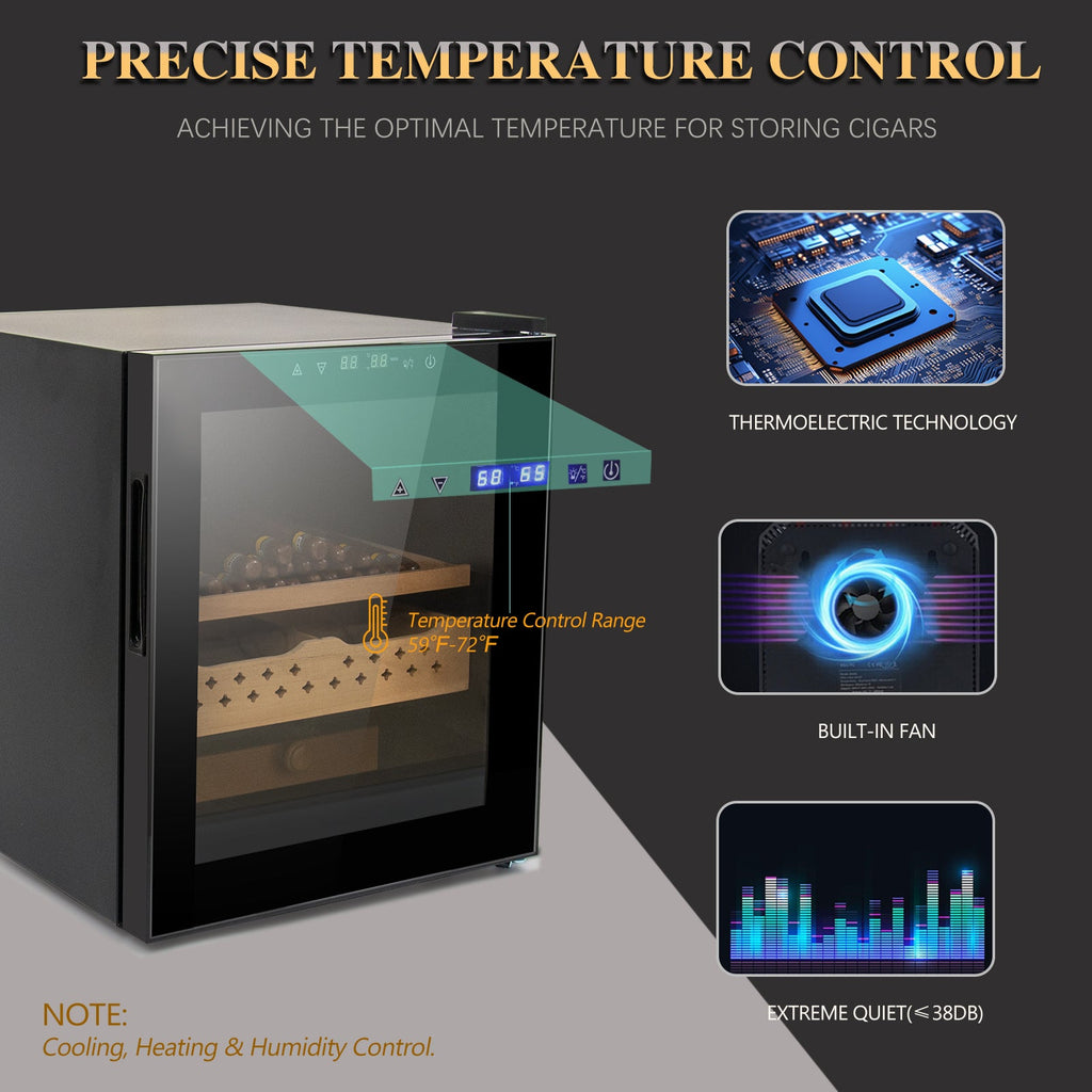 50L Cigar Humidors with 3-IN-1 Cooling, Heating & Humidity Control, 250 Counts Capacity Cigar Humidor Humidifiers with Constant Temperature Controller