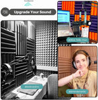 Easy Mount Acoustic Foam Kit - 12x12x2" Acoustic Foam Panels With Adhesive - Wedge Style - 4 Pack