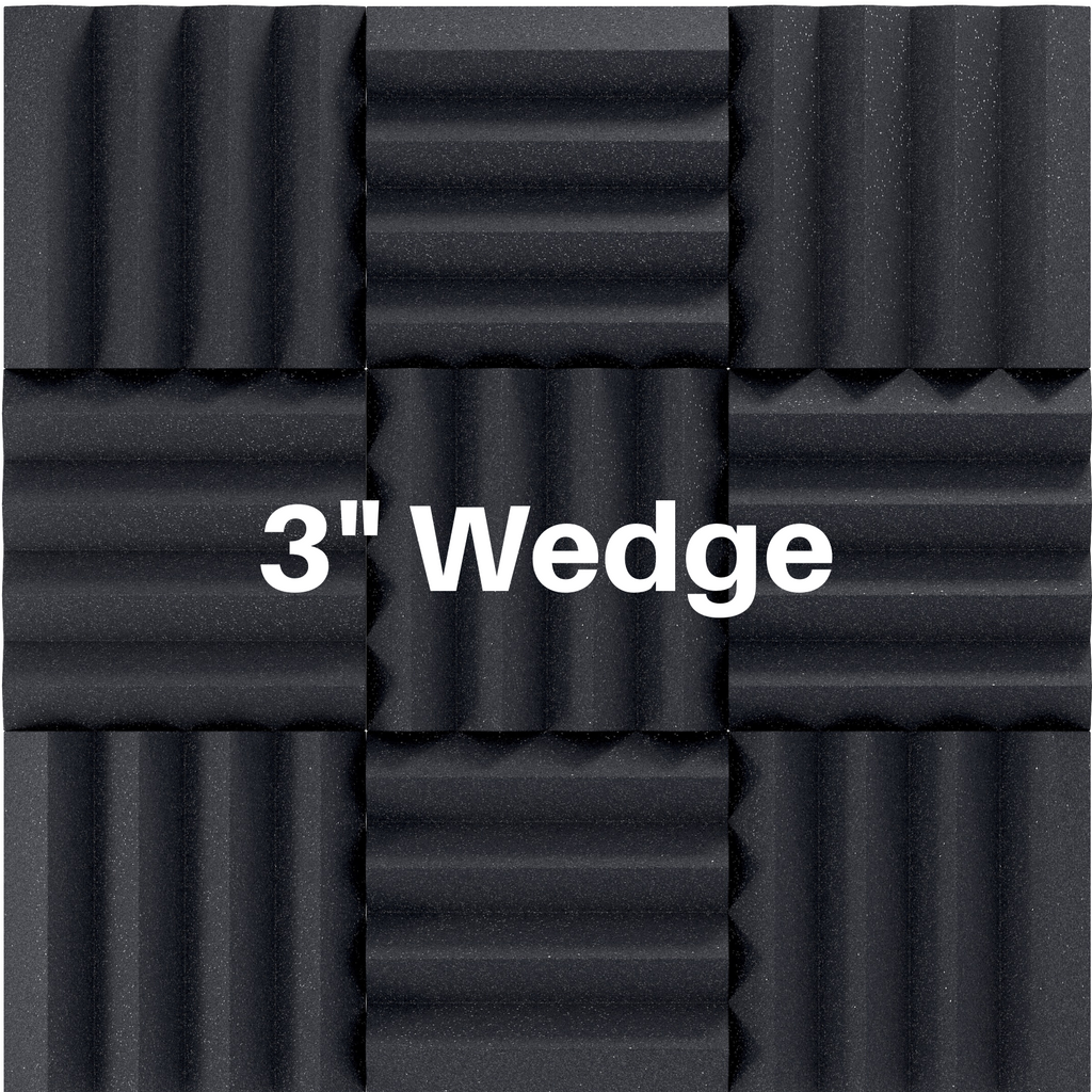 3 Inch Acoustic Foam Wedge Style Panels - 13 Color Options