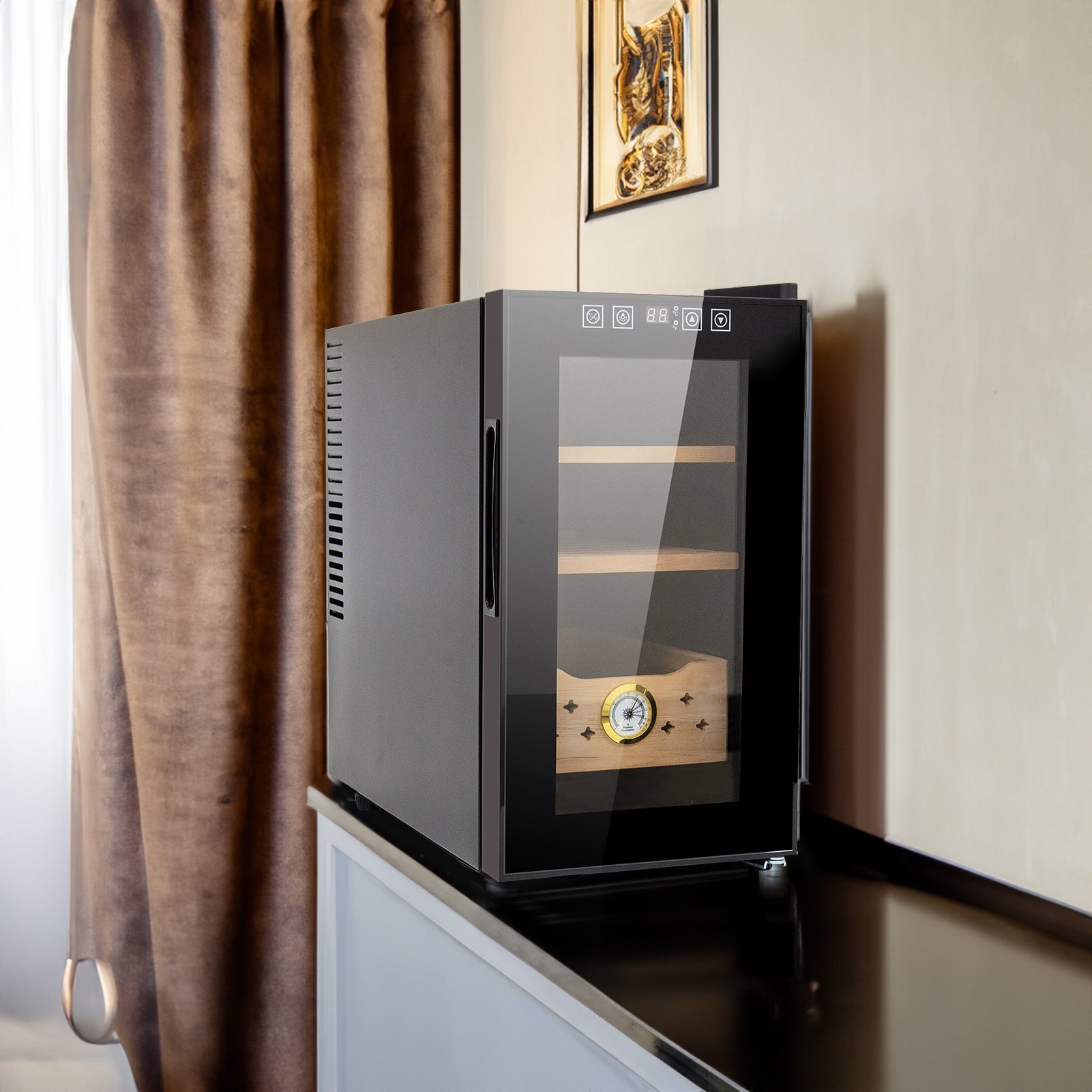 25L Electric Humidor, 150 Counts Capacity Cigar Humidor Humidifiers with Constant Temperature Controller, Cigar Humidor Box with