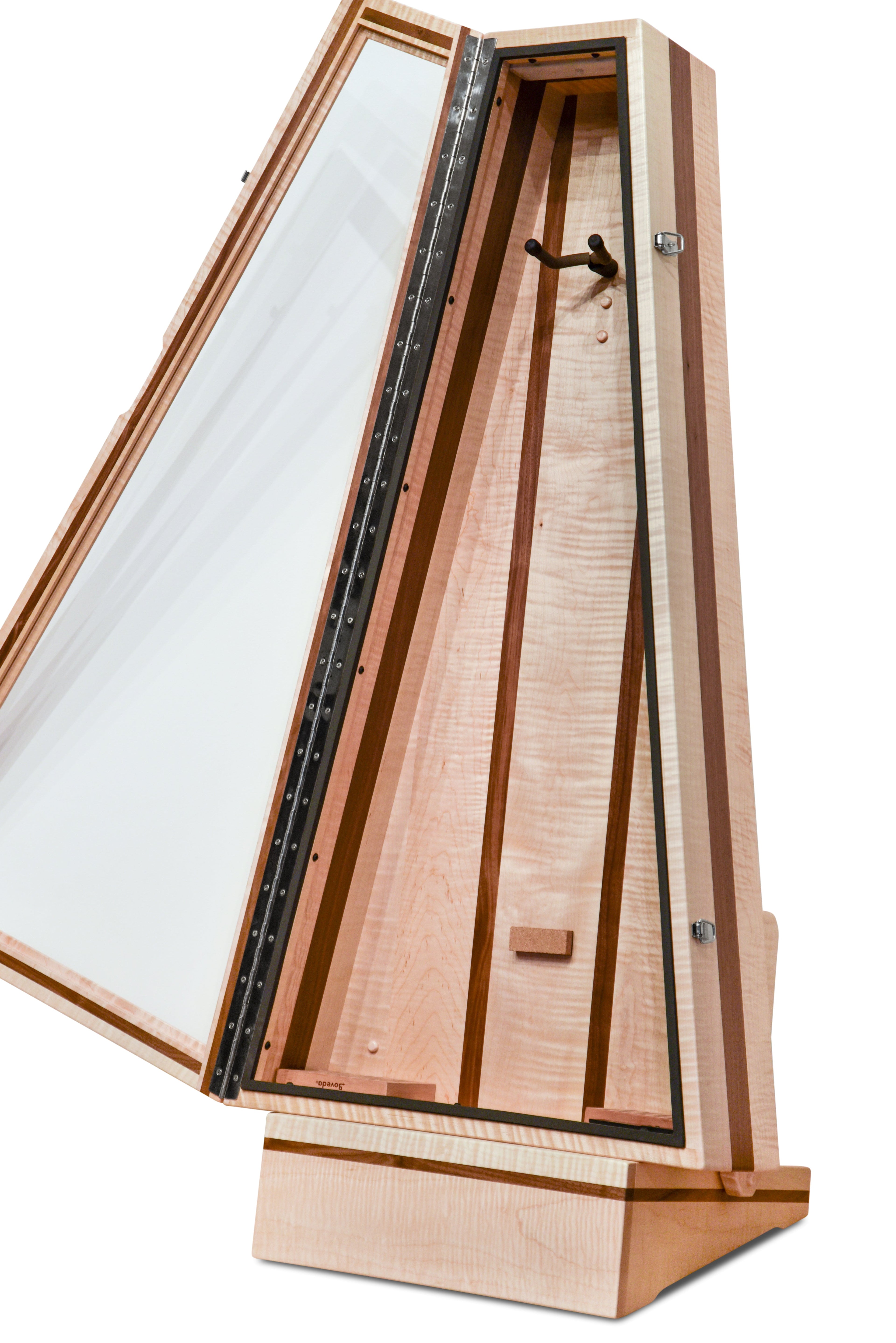 ClimaStand Triangle Humidor with Base - Flamed Maple with Walnut