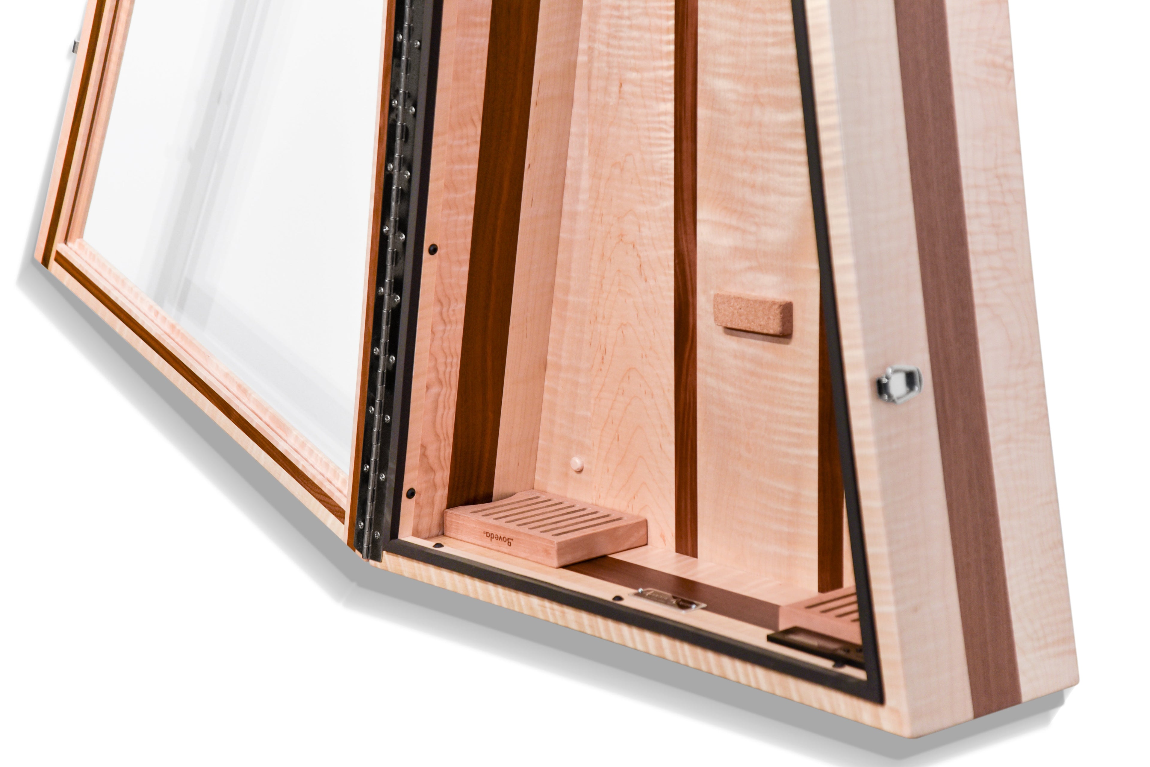 ClimaCase Triangle Humidor - Flamed Maple with Walnut