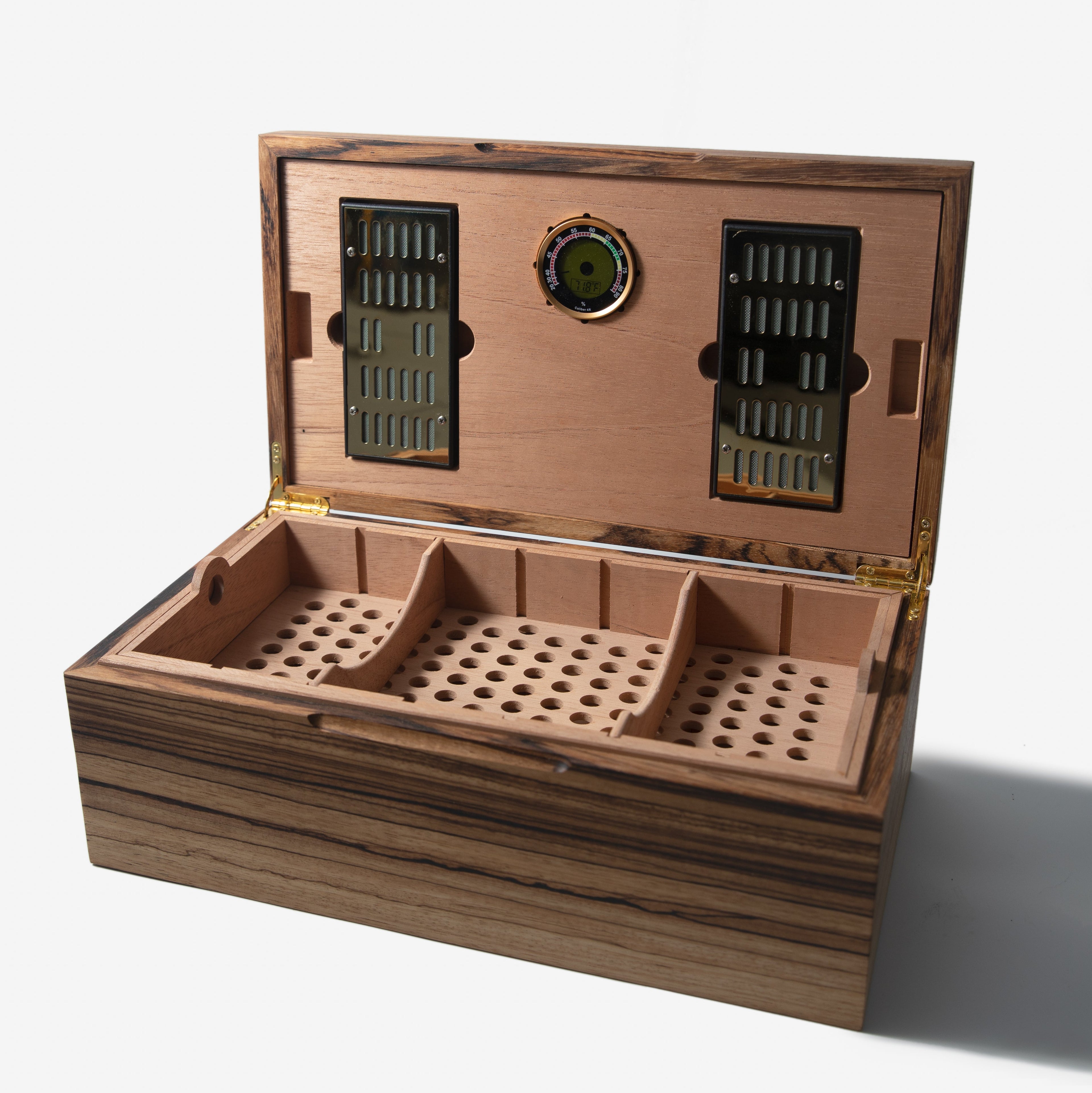 Cigar Humidor - Zebrawood with Spanish Cedar Lining - 80 Capacity