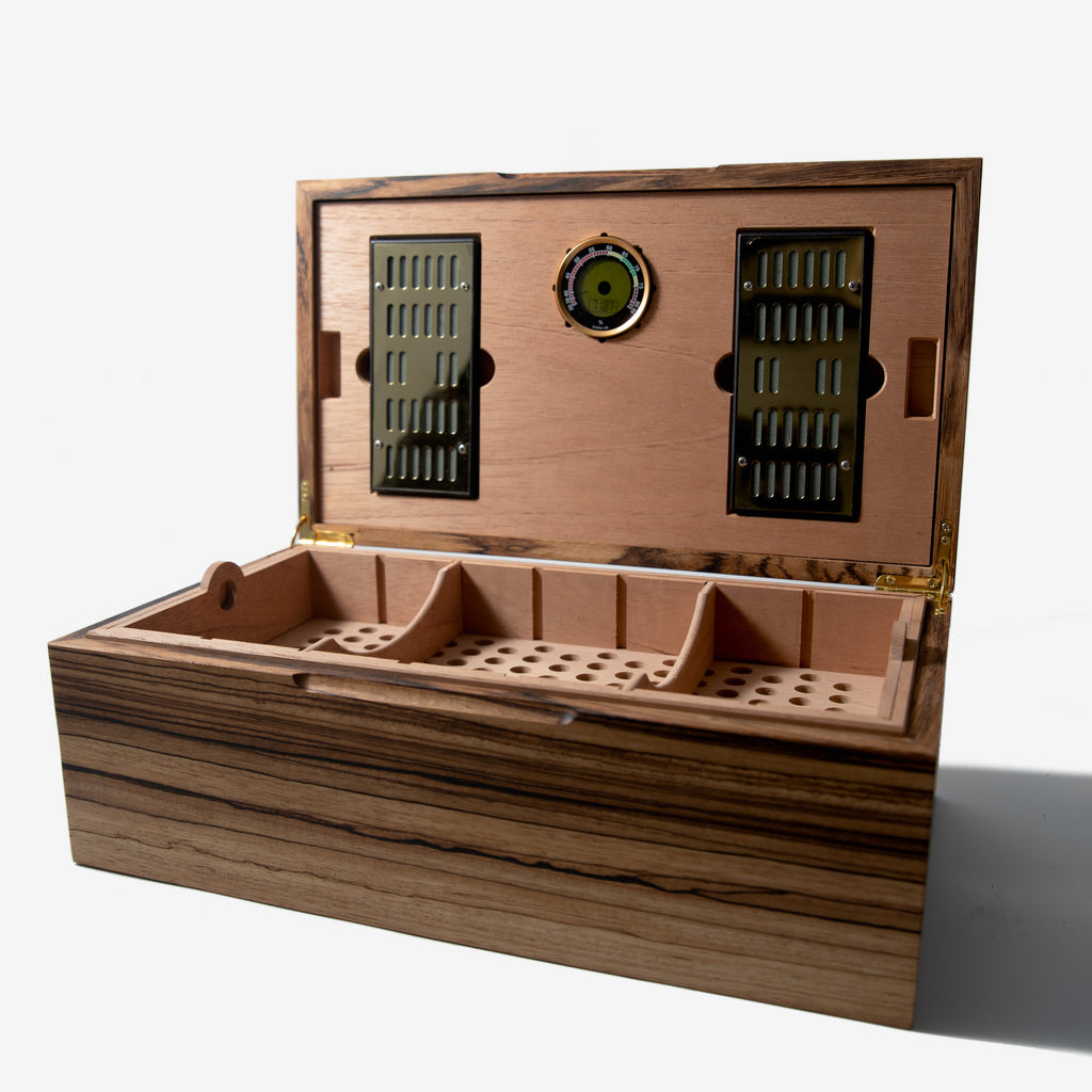 Cigar Humidor - Zebrawood with Spanish Cedar Lining - 80 Capacity