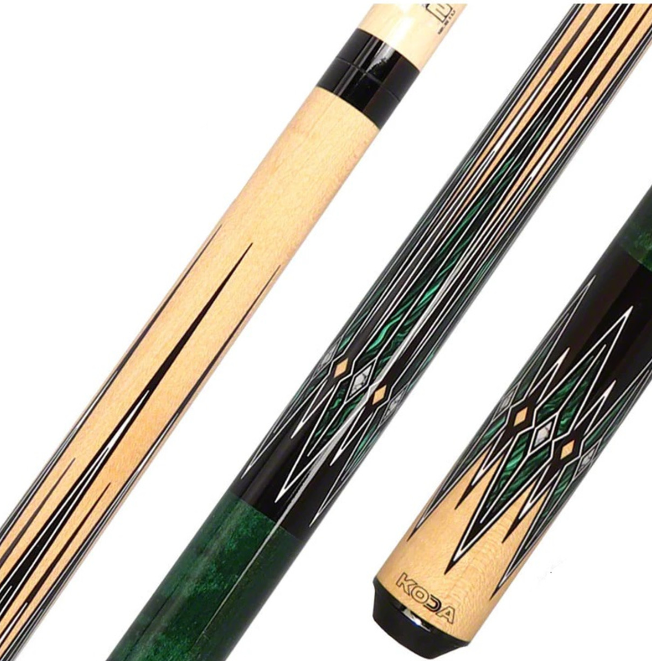 K2 Cue Gloss Birdeye Green/Black Points, Wrapless