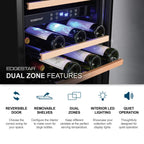 Edgestar Premium 101 Bottle Capacity Built In Dual Zone Wine Cooler, 24" (SAK92835)