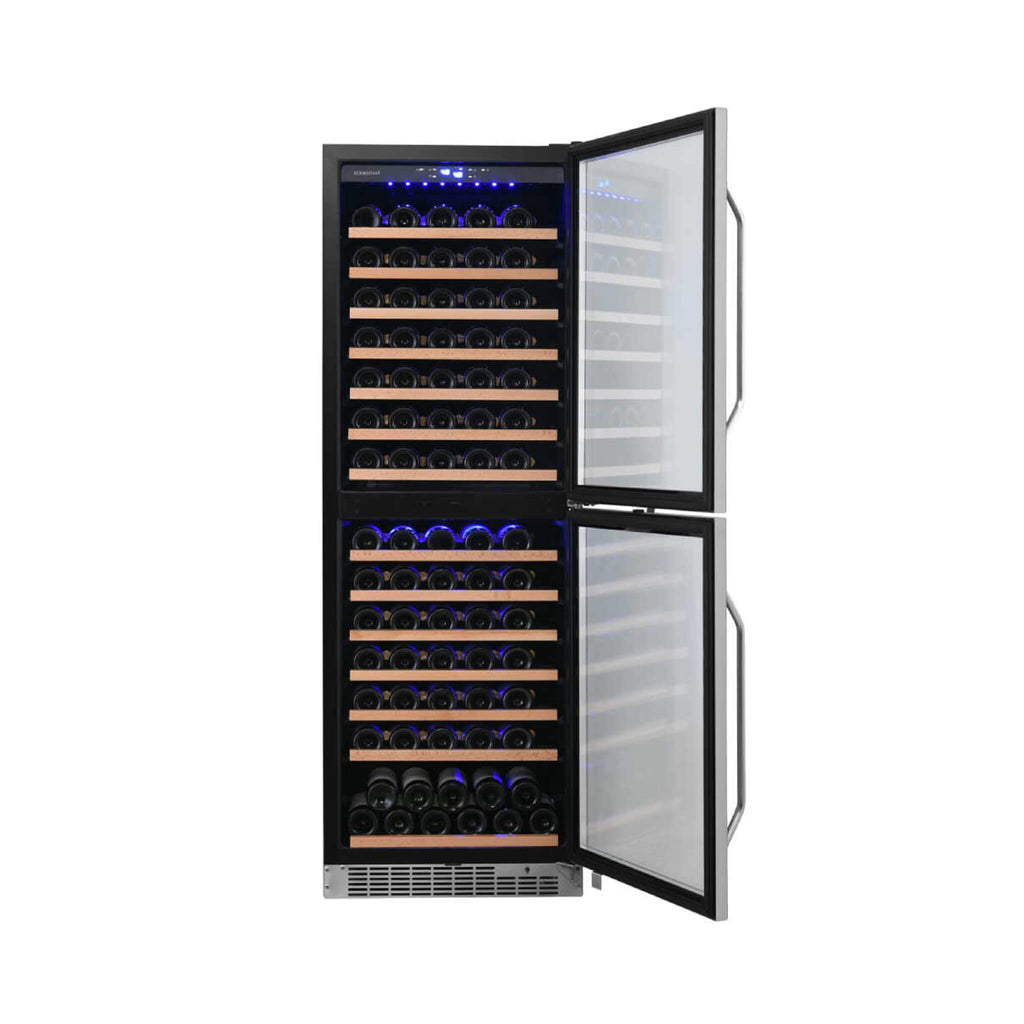 Edgestar 142 Bottle Built-In Dual Zone Double Door Wine Cooler With Door Lock, 24" [CWR1553DD] (SAK30742)