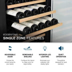 Edgestar 24" Wide 151 Bottle Capacity Freestanding Single Zone Wine Cooler With Even Cooling Technology (SAK30756)