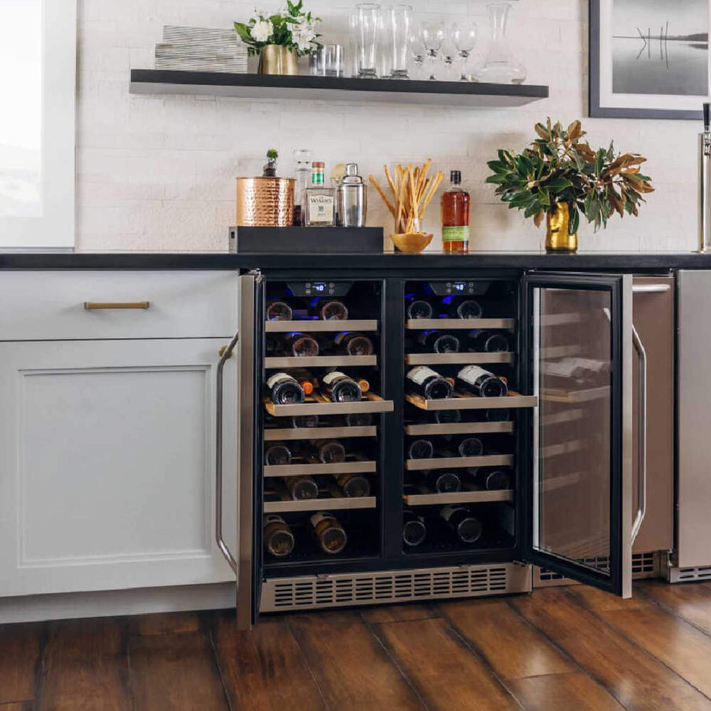 Edgestar 30" Wide 56 Bottle Capacity Built-In French Door Wine Cooler With Door Locks [CWR5631FD] (SAK56381)