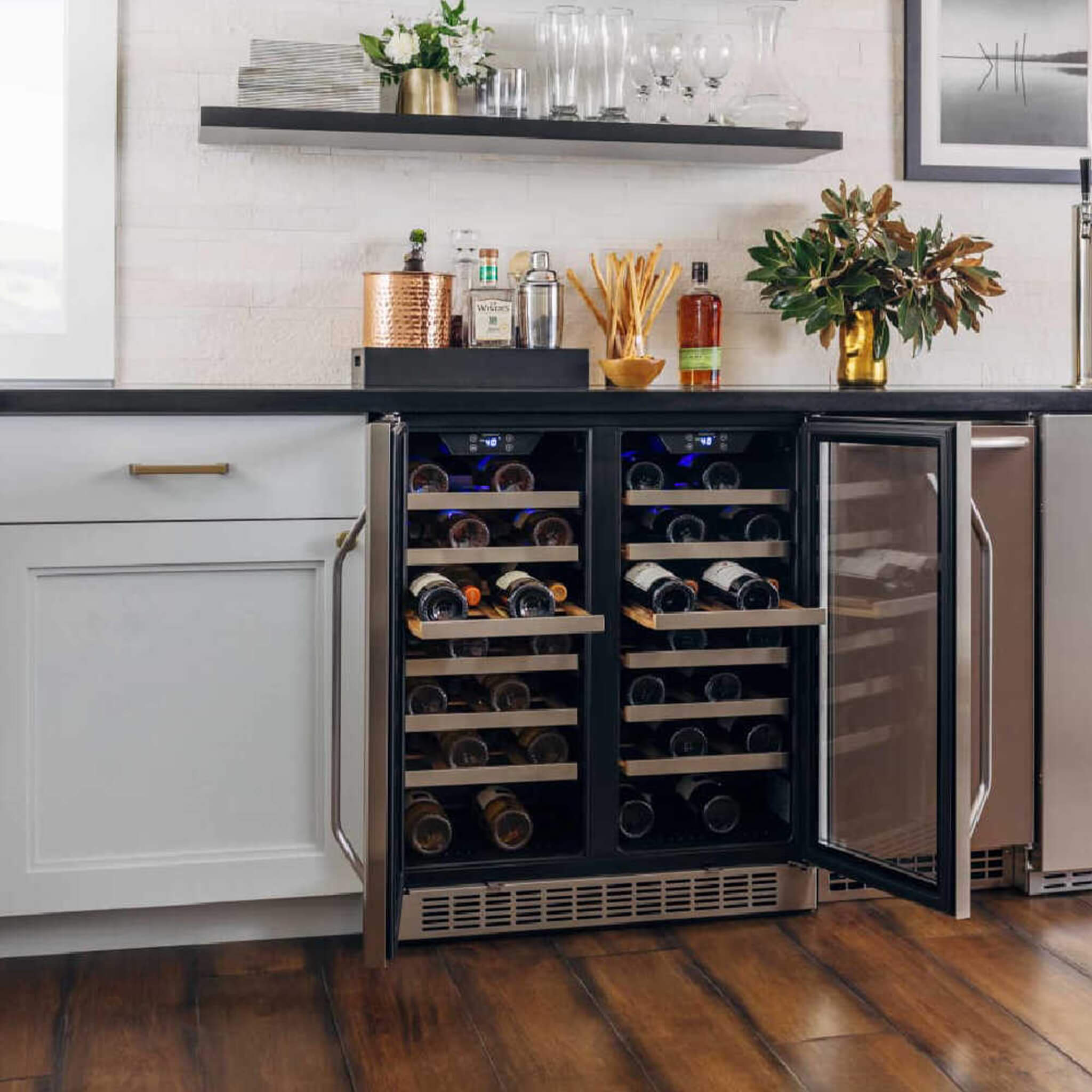 Edgestar 30" Wide 56 Bottle Capacity Built-In French Door Wine Cooler With Door Locks [CWR5631FD] (SAK56381)