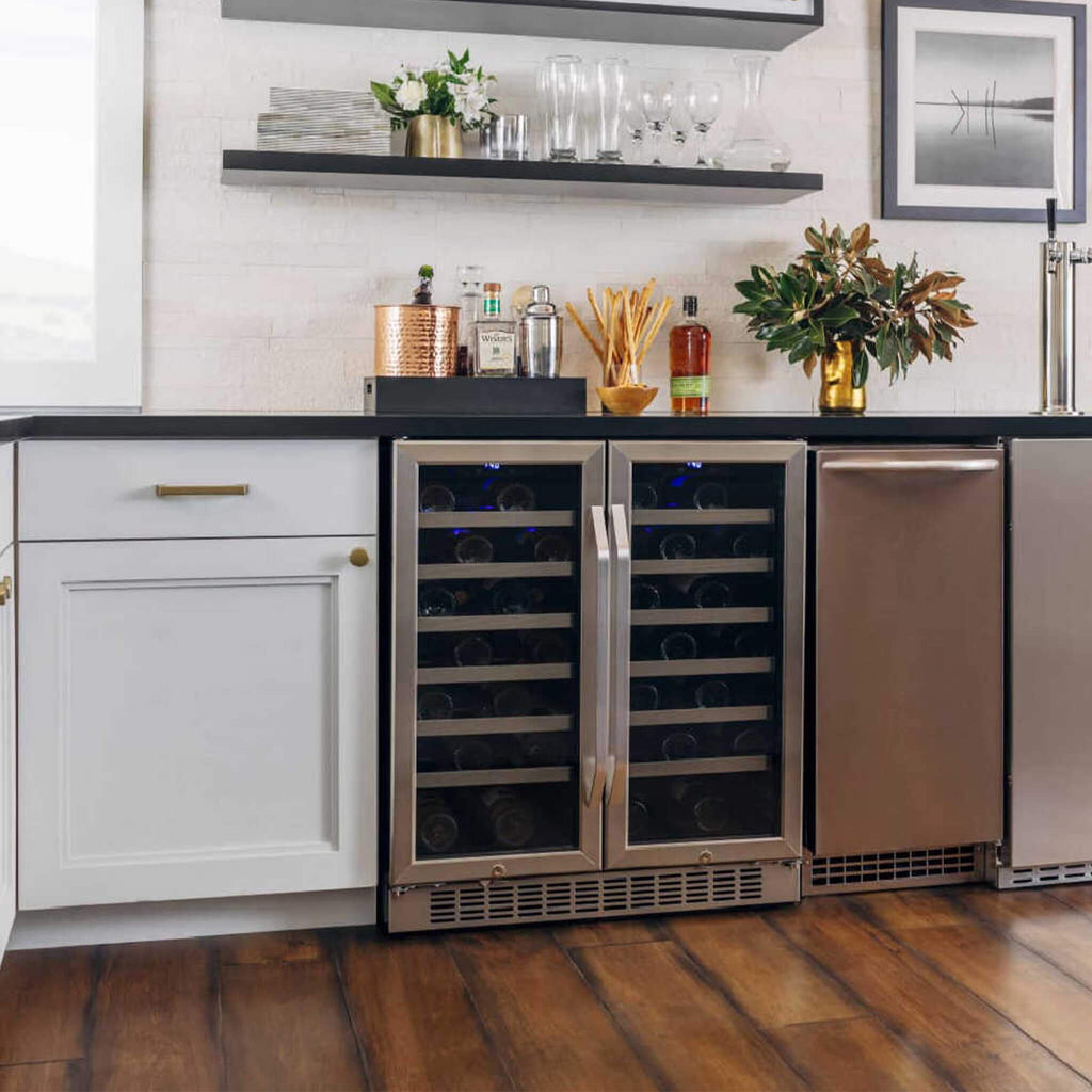 Edgestar 30" Wide 56 Bottle Capacity Built-In French Door Wine Cooler With Door Locks [CWR5631FD] (SAK56381)