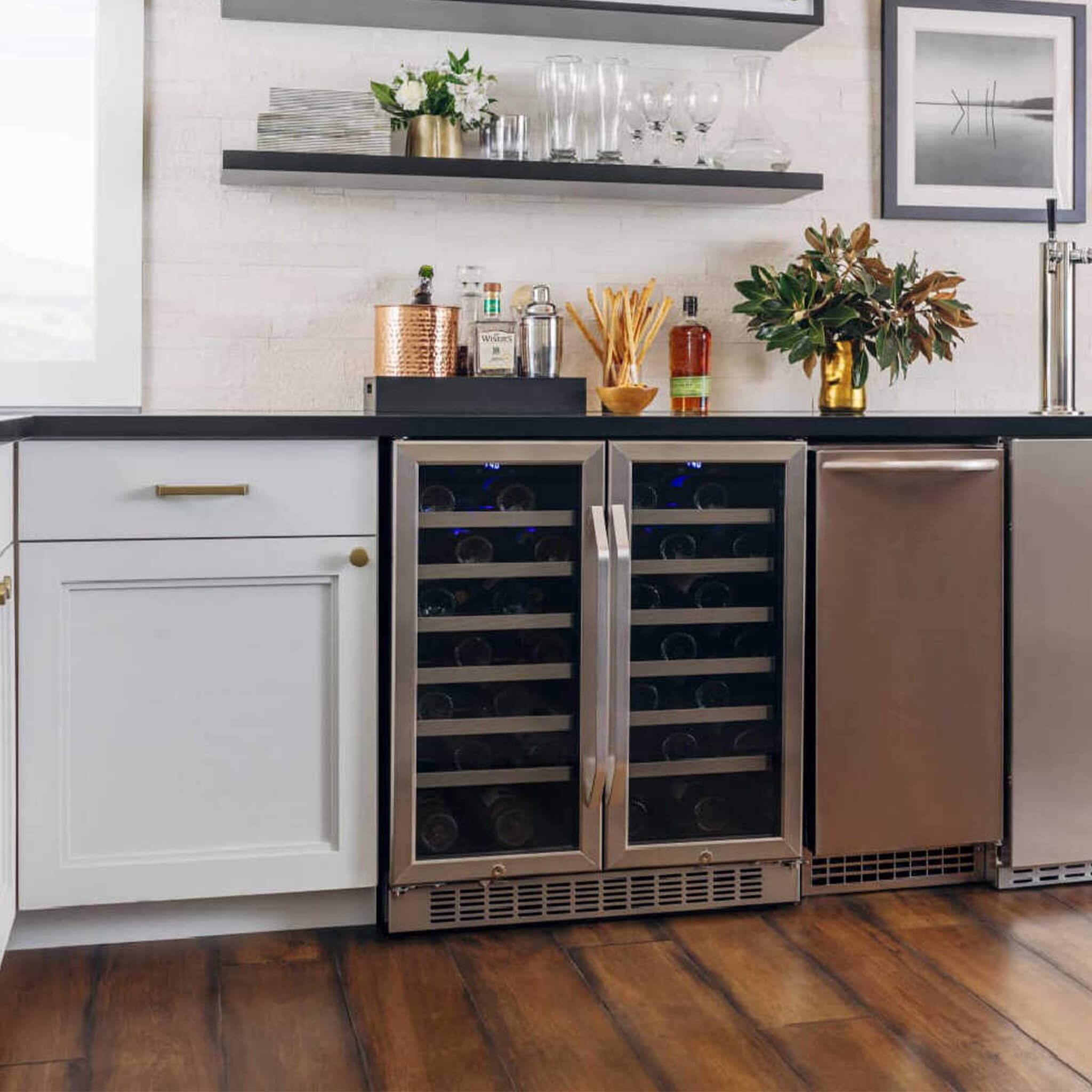 Edgestar 30" Wide 56 Bottle Capacity Built-In French Door Wine Cooler With Door Locks [CWR5631FD] (SAK56381)