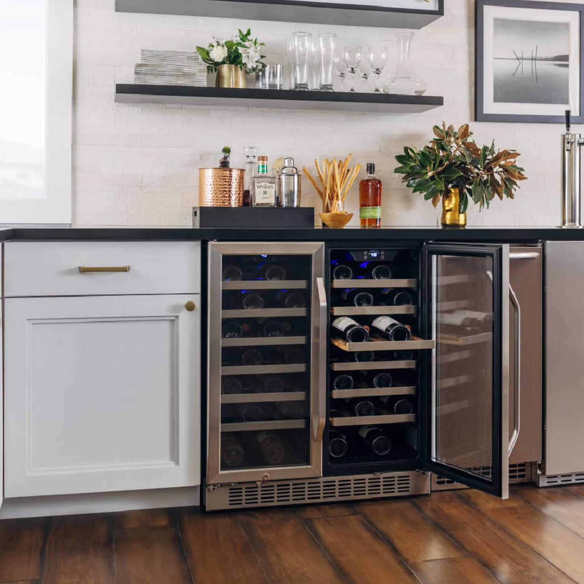 Edgestar 30" Wide 56 Bottle Capacity Built-In French Door Wine Cooler With Door Locks [CWR5631FD] (SAK56381)