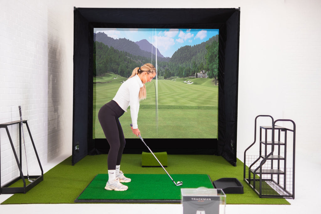 SimBox Golf Simulator Enclosure - 7 sizes, Pro + Impact Screen and Frame INCLUDES FREE SIDE BARRIERS